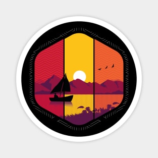 The sunset of adventure, t-shirt colored fire and freedom Magnet